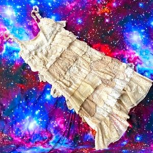 Handmade Cream White Lace Doily Upcycled Hippie Boho Dress ✨ OOAK